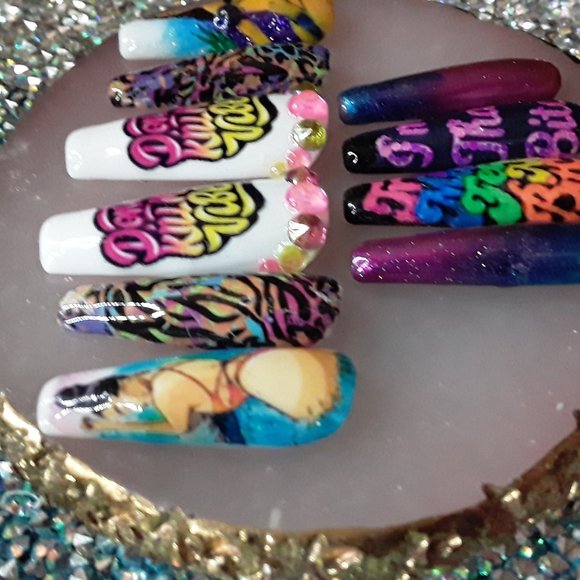 Handmade Hard Gel XL Coffin Press On Nails - Picture 2 of 5